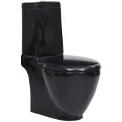 Vidaxl - Toilette en céramique écoulement d'eau à l'arrière noir