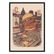Affiche 50x70 cm et cadre noir - Burgerzilla - Ilustrata