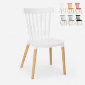 Ahd Amazing Home Design Chaise design moderne en polypropylène bois cuisine restaurant extérieur Lys, Couleur: Blanc