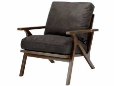 Alan - fauteuil lounge vintage marron foncé et bois