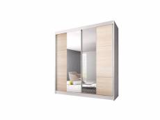 Armoire de chambre avec 2 portes coulissantes et miroir dressing garde-robe penderie (tringle) avec étagères (lxhxp): 233x218x61cm - ben36