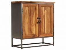 Buffet bahut armoire console meuble de rangement teck recyclé et acier 70 cm marron helloshop26 4402120