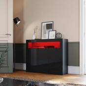 Buffet de cuisine Noir avec éclairage LED 116x35x93cm, armoire de salon moderne à 3 portes, la grande armoire de sol ou cuisine