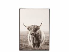 Cadre yak prairie bois-canevas blanc-noir - l 103 x