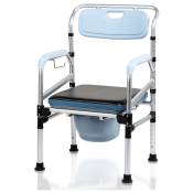 Chaise de toilette réglable en hauteur dossier ergonomique, pliable en alliage d'aluminium chaise roulante de toilette pour personne handicapée