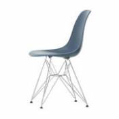 Chaise DSR - Eames Plastic Side Chair / (1950) - Pieds chromés - Vitra bleu en matière plastique
