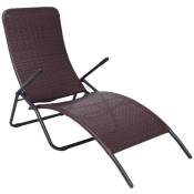 Chaise longue pliable Rotin synthétique Marron The Living Store Brun
