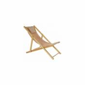 Chaise longue pliante chilienne en bois et tissu marron - 57.5x113x77cm - Marron