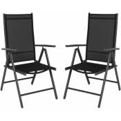 Chaises de jardin à dossier haut pliables Chaise de camping pliante, set de 2, métal noir - Svita