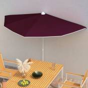 Demi-parasol de jardin avec mât 180x90 cm Rouge bordeaux