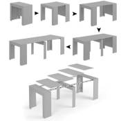 Dmora - Table console Compton, Table à manger extensible, Table avec rallonges polyvalentes extensibles jusqu'à 10 places, cm 51/237x90h78, Béton,