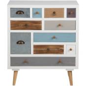 Ebuy24 - Thames Commode blanche avec 11 tiroirs multicolores.