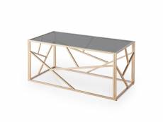 Elina - table basse en verre rectangulaire noir et métal doré