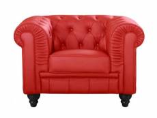 Fauteuil chesterfield imitation cuir rouge british