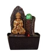 Fontaine Zen Bouddha et Mur d'eau en résine marron et doré - H 25cm
