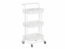 Hombuy® meuble de rangement mobile, chariot roulant blanc 3 niveaux pour cuisine, salon, salle de bain, bureau