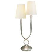 Inspired Mantra - Paola - Lampe de table 2 lumières E14, argent peint avec abat-jour crème