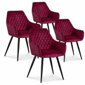 Intensedeco - Lot de 4 chaises Victoria en velours rouge pieds noir - Rouge