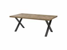 Jenna - table 230cm aspect bois piètement x métal poudré noir