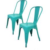 La Silla Española - Lot de deux chaises carrées turquoise avec dossier turquoise