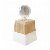Lampe à poser Atlas - Pied carré - Bois - Culot E27 ® - Delitech