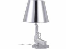 Lampe de table - lampe de salon design pistolet - beretta argenté