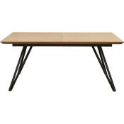 Les Tendances - Table extensible 8 à 12 personnes bois massif clair et pieds métal noir 180 à 240 cm Moritz