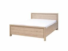 Letty - lit 140x190cm avec tête de lit aspect bois clair
