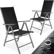 Lot de 2 chaises de jardin pliantes en aluminium - lot de 2 fauteuils de jardin, fauteuils exterieur, chaises exterieur - gris anthracite