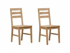 Lot de 2 chaises de salle à manger cuisine design classique bois d'acacia massif cds020274