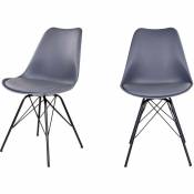 Lot de 2 chaises en simili et métal - Oslo - Couleur - Gris clair House Nordic