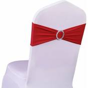 Memkey - 10 morceaux Bandeau de chaise élastique à enfiler avec boucle, pour mariage, nœud de chaise en Lycra, Polyester et élasthanne., Rouge