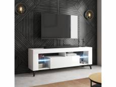 Meuble tv - hugob - 140 cm - blanc mat / blanc brillant