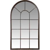 Miroir arche fenêtre en métal marron 50x85