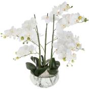 Orchidée artificielle pot marbré,H65cm Atmosphera créateur d'intérieur - Blanc