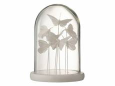 Paris prix - cloche décorative design "papillons" 25cm blanc