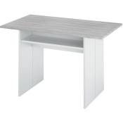 Pegane - Table escamotable, blanc artic/béton - Dim : 75 x 120 x 35 cm