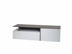 Rack tv hwc-l34, lowboard table tv sideboard armoire tv commode, bois 45x161x40cm compartiment de rangement, aspect béton blanc