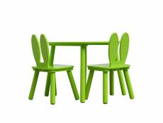 Rebecca mobili ensemble de table et 2 chaises pour enfants en bois verte salle de jeux RE6732