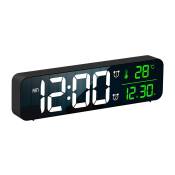 Réveil numérique à grand écran de 10 pouces, horloge de chevet à LED, horloges de bureau électriques à miroir avec date, heure, affichage de la