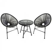 Salon de jardin 2 fauteuils oeuf + table basse gris acapulco - grey
