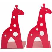 Serre-livres en fer antidérapant en forme de girafe - 21 cm - Pour enfants, bibliothèque, école, bureau, maison - Rouge-Fei Yu