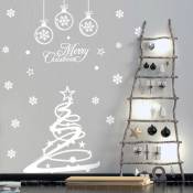 Sticker Merry christmas - 40x40cm - blanc - Autocollants adhésifs noël - décoration fêtes