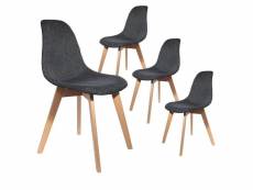 Stygn - lot de 4 chaises avec maille noire fils argentés