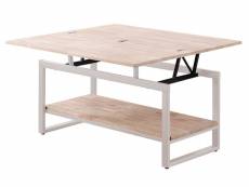 Table basse relevable et extensible en bois de chêne