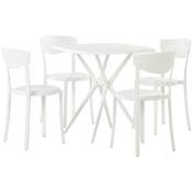 Table et Chaises de Jardin Modernes 4 Places Blanc Sersale/Vieste - Blanc