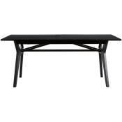 Table extensible rallonges intégrées rectangulaire en bois noir L180-220 cm FOSTER - Noir