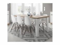 Table lier couleur blanc et bois style scandinave 160