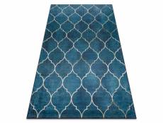 Tapis lavable andre 1181 treillis marocain antidérapant - bleu 120x170 cm