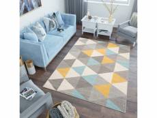 Tapiso lazur tapis salon moderne turquoise gris crème jaune triangles 120x170 C940M DARK_GRAY/TURQUOIS 1,20-1,70 LAZUR